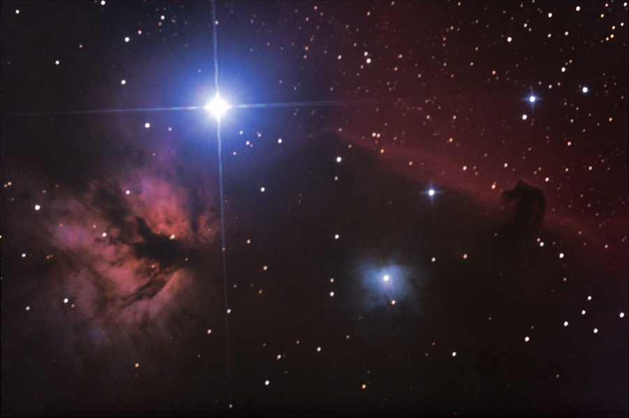 Cabeza de caballo y nebulosa de la Llama (7 tomas de 2 minutos)